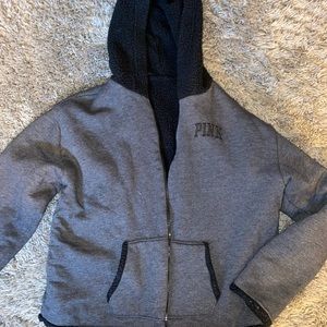 Reversible VS PINK cropped Sherpa jacket